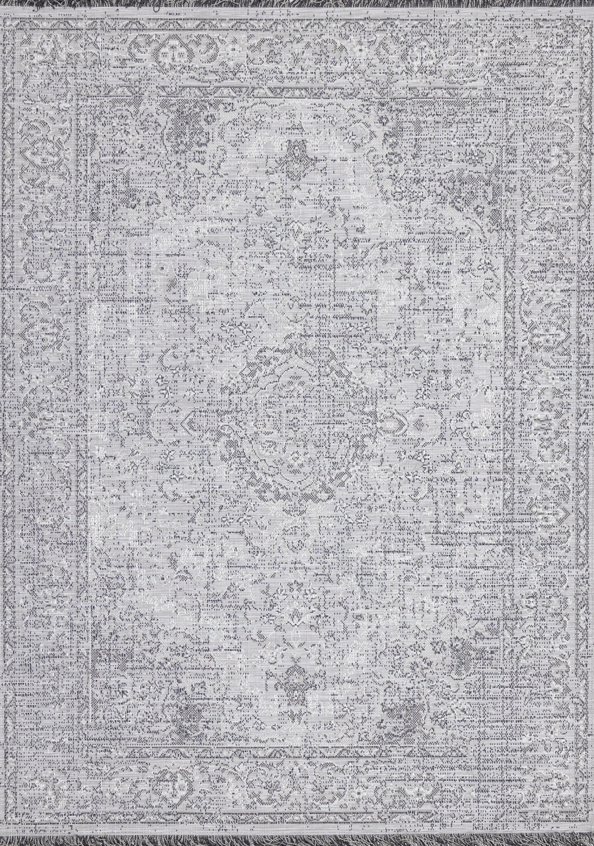 Ophelia & Co. Aiofe Power Loom Gray/White Indoor/Outdoor Rug Wayfair