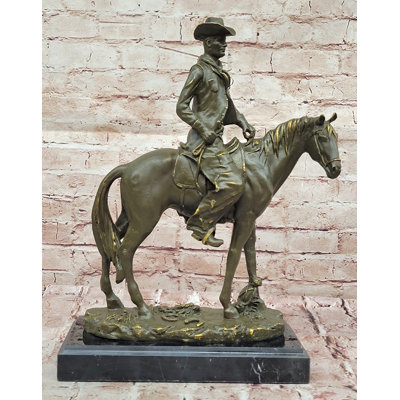 Bronze Cowboy on Horse Sculpture – Western Americana Art