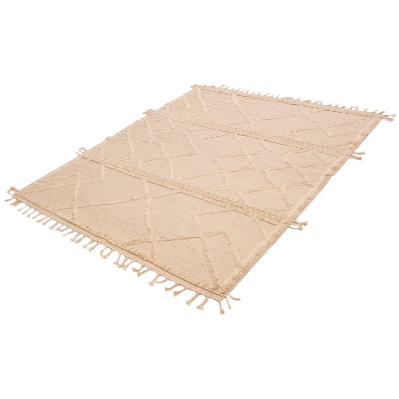Tapis crème en laine noué à la main 8 pi 2 po x 9 pi 11 po