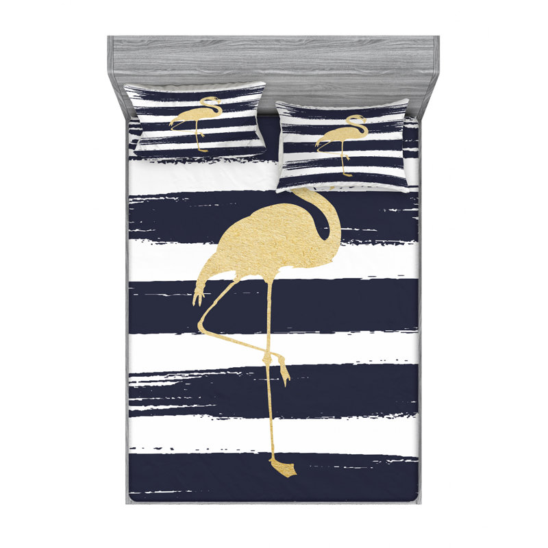 Microfiber Striped Sheet Set, Queen Sheet Set with Fitted Sheet