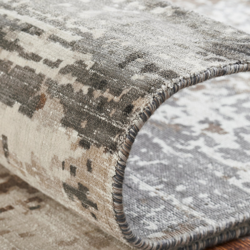 Abstract Area Rug in Brown, Rectangle 2' x 3'