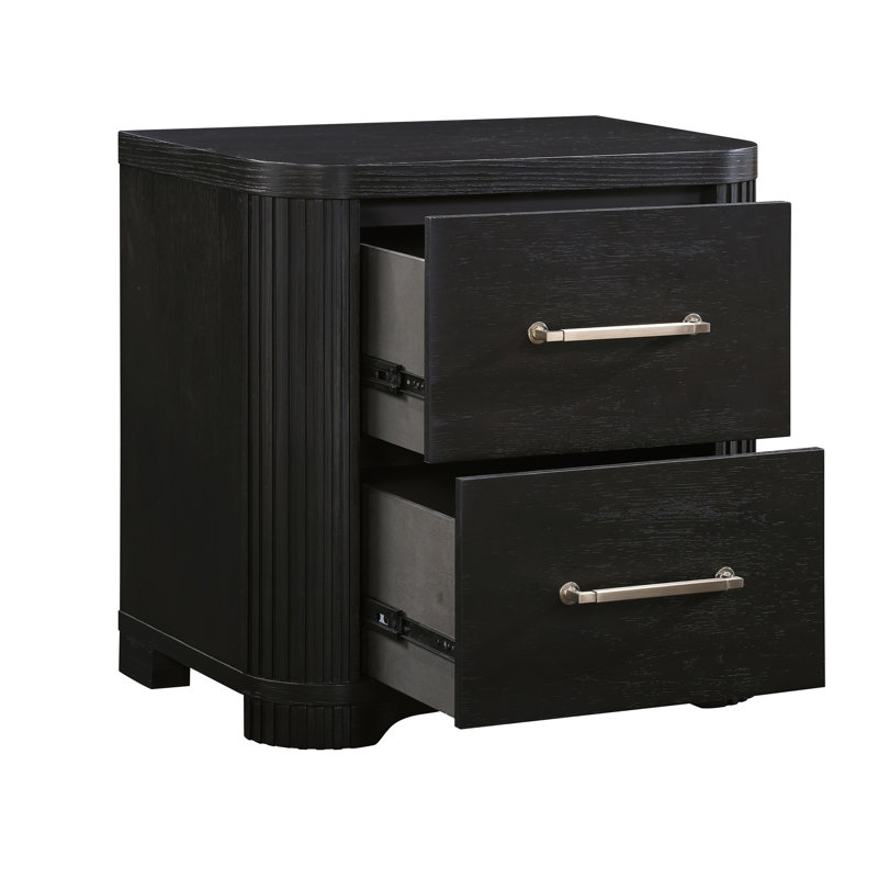 Table de chevet de conception moderne 1pc Table de chevet 2X à queue d'aronde Finition anthracite Design élégant