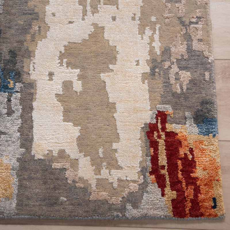 Tapis en laine noué à la main, Tapis de couloir 4 pi 6 po x 9 pi