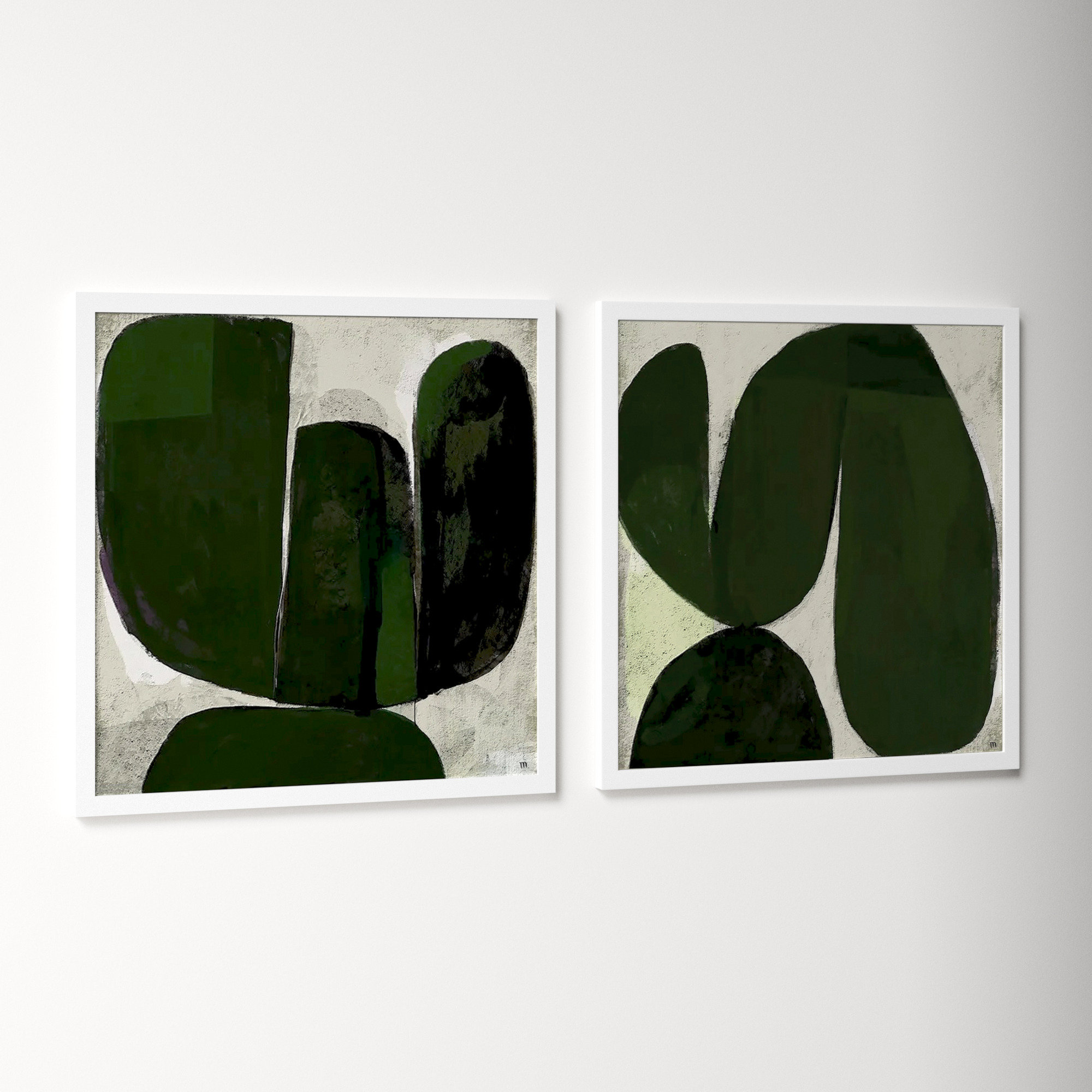 Succulent Set Of 2 by StudioM, White, 36" H x 36" W x 1.25" D