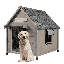 Niche pour chien d'extérieur, chenil en bois avec pieds surélevés, gris-1402691541
