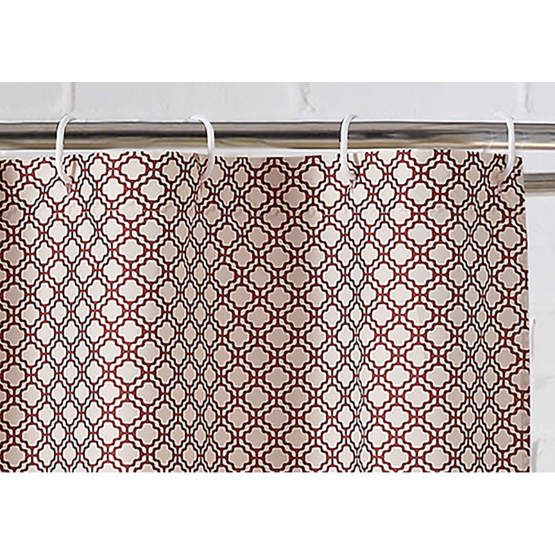 Ensemble de rideau de douche et crochets à motif géométrique Nigella, Rouge