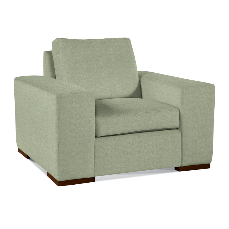 Memphis Armchair, Green Performance Fabric; 0851-54, Havana