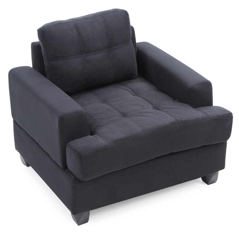 Baerman Faux Leather Chair And A Half, Black Faux Leather