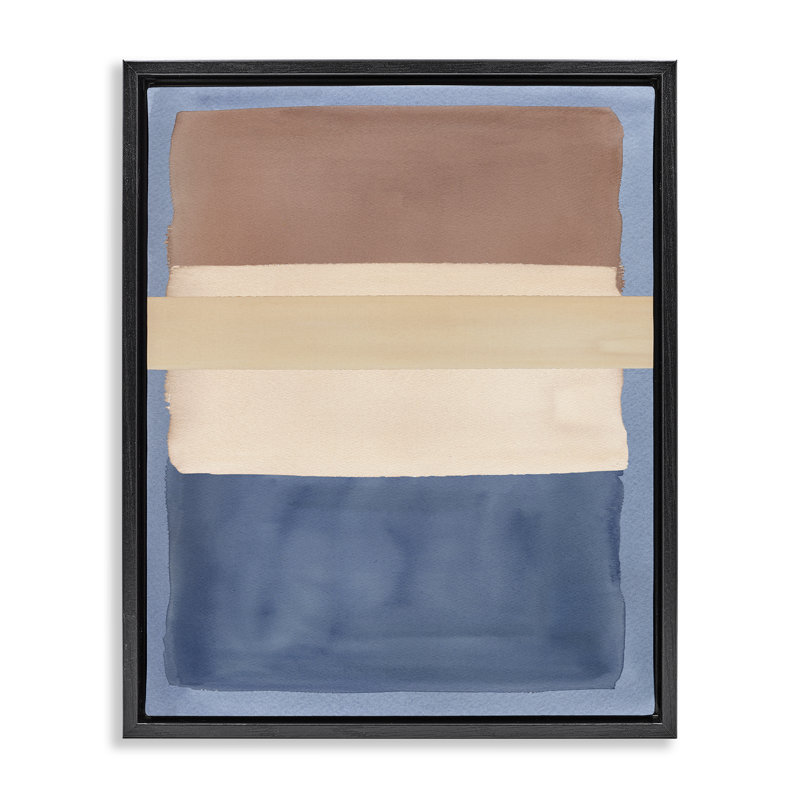 Fun With Blue & Brown Floating Frame, design by Nina Jacobs, Jet Black Floater Frame, 21" H x 17" W