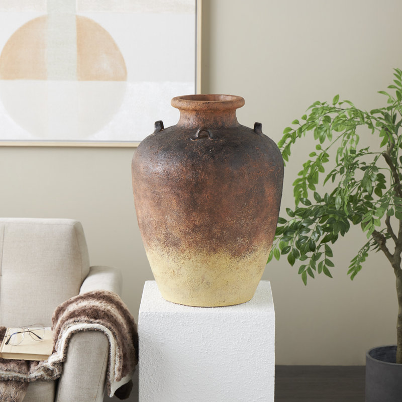 Classen Magnesium Oxide Mediterranean Inspired Decorative Copper Vase, 24.4" H x 18.35" W x 18.35" D