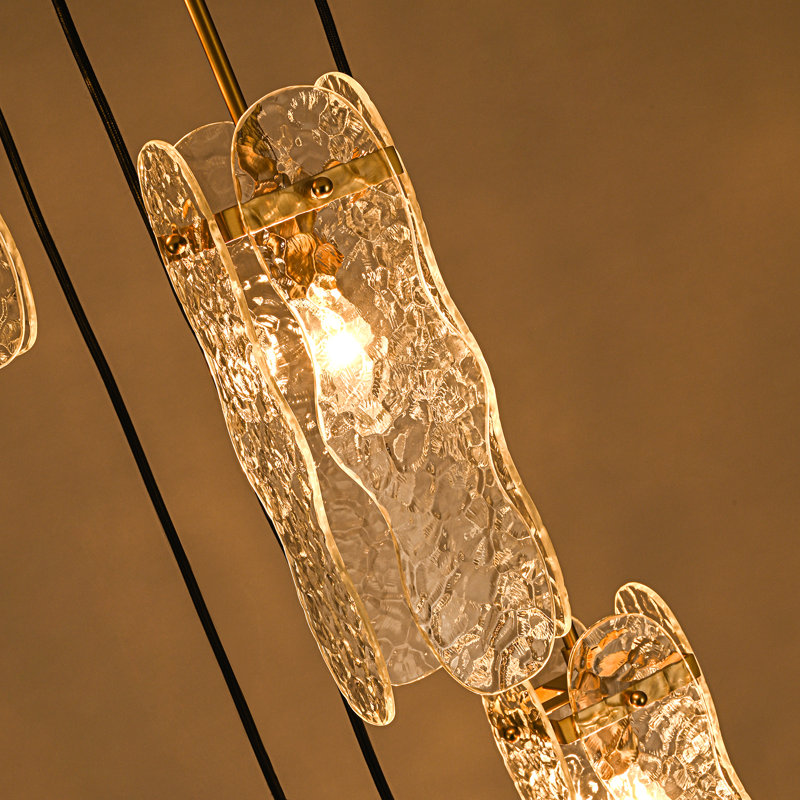 5 - Light Cluster Pendant with Water Pattern Glass for Entryway