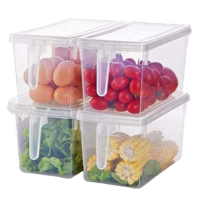 4pk 5l Clear Plastic Fridge Square Containers