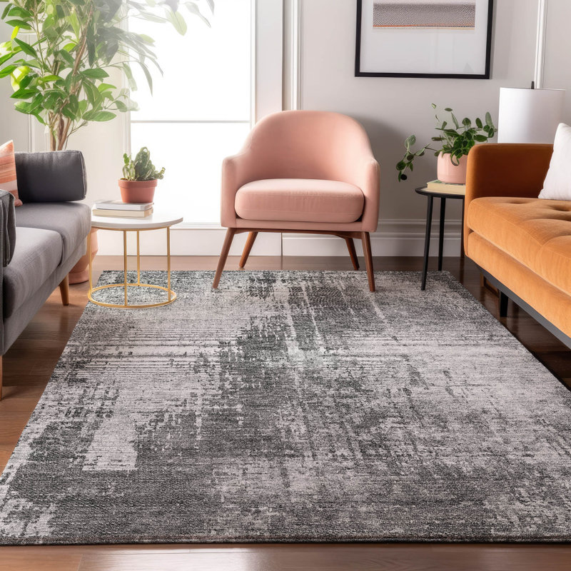 Premium Machine Washable Prisco Gray Rug, Rectangle 8' x 10'