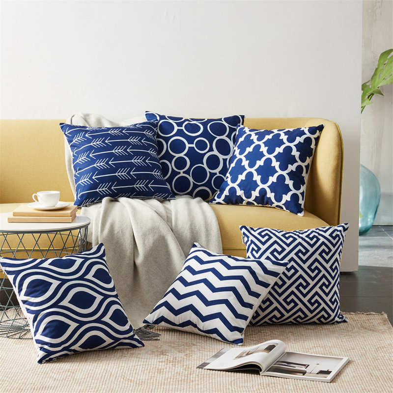 Housse de coussin carré, 18 po x 18 po, Bleu marine