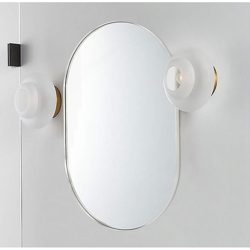Silver 20 X 28 Inch Metal Oval  Mirror, Silver, 20" x 33"