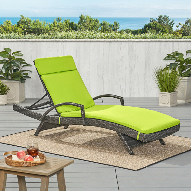 1Pcs Outdoor Chaise Lounge Cushion (Without Chaise Lounge), 1, Light Green