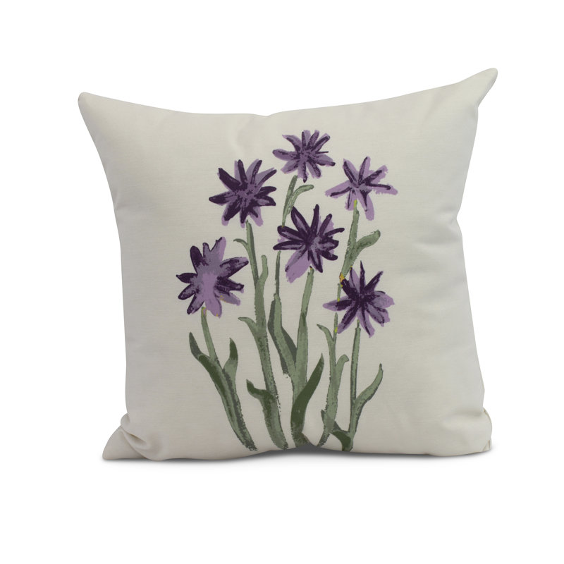 Housse et insert de coussin carré extérieur Farmers Market Daffodils, Violet, 16 po x 16 po