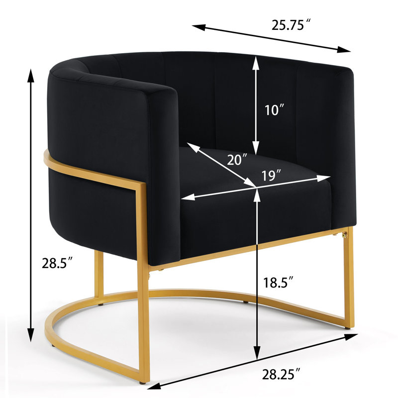 Lanre Upholstered Accent Chair, Black Velvet/Gold