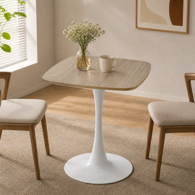 Table tulipe 24 po avec piédestal en métal blanc mat