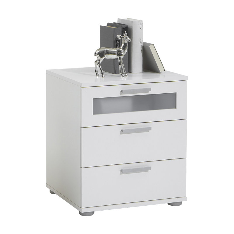 Ahart 45cm W Manufactured Wood Bedside Table, White