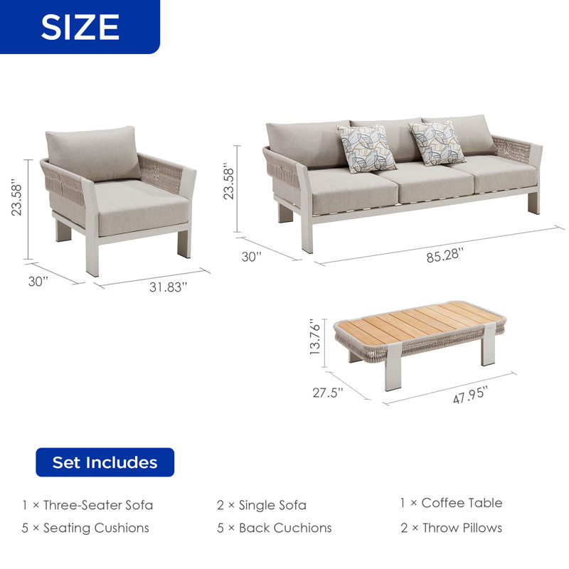 Outdoor 5 - Piece Conversation Set, Beige