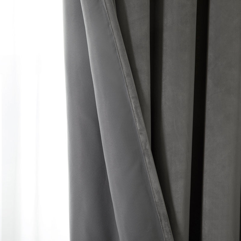 Safia 100% Crushed Velvet Eyelet Sheer Window Curtains, 167 W x 137 D cm, Grey