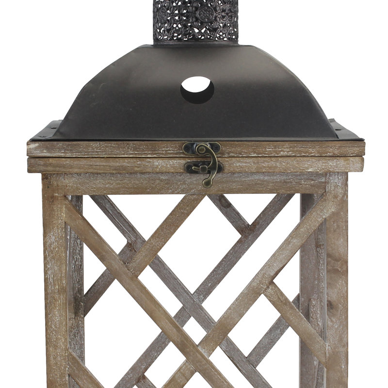Ensemble de 2 grandes lanternes en bois Dorthea