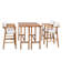 Ensemble de bar d'extérieur en bois d'acacia 6 pièces - 6 tables de bar et 4 tabourets avec coussins