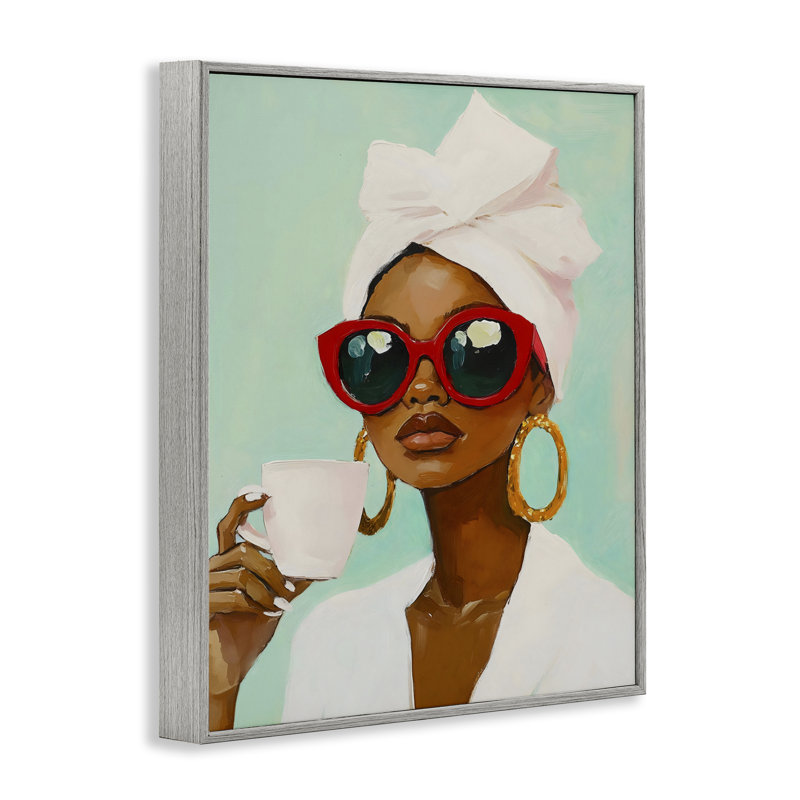 «Coffee Lover» en lunettes de soleil rouges, estampe numérique, design par The Prints Vibe, 14 x 11