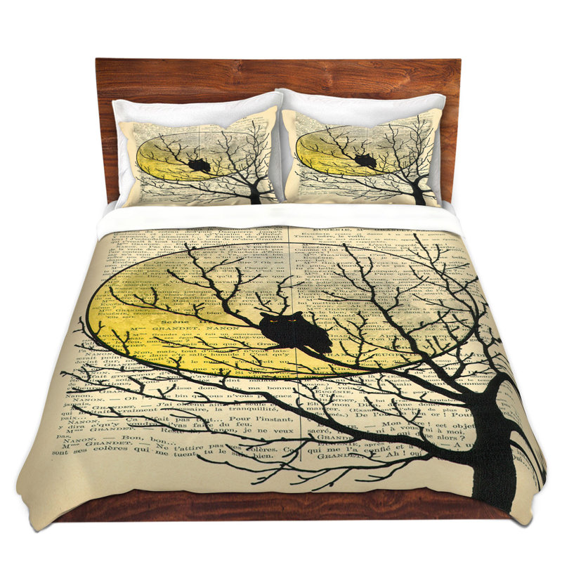 Ensemble de housse de couette hibou moon, 1 housse de couette grand + 2 taies standards