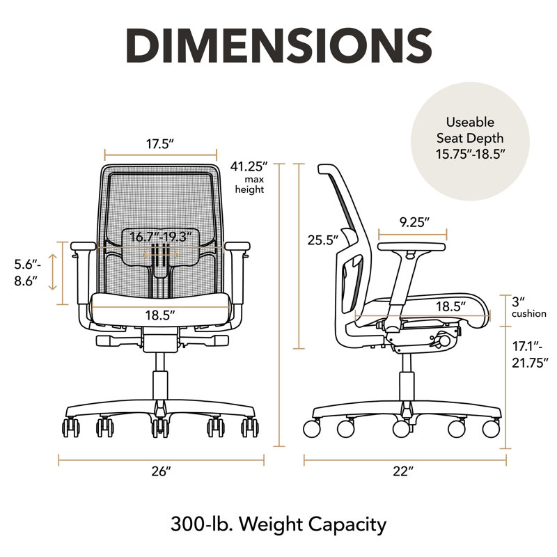 HON Ignition 2.0 Low-Back Mesh Task Chair, Advanced Tilt, Black Frame, Onyx, Onyx, Black, Advanced Tilt