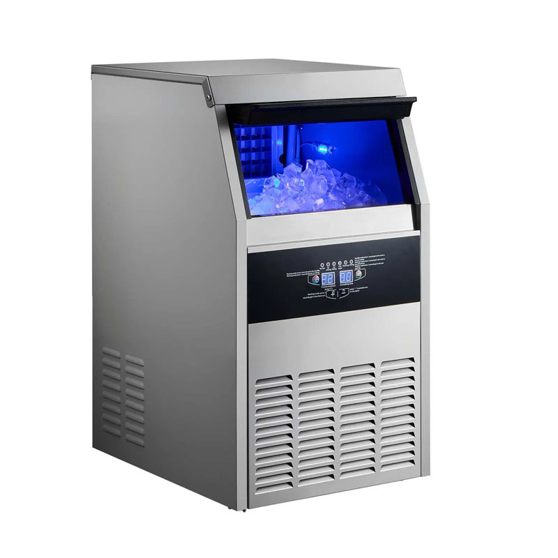 Machine à glaçons, encastrée / autoportante / sous le comptoir, machine à glaçons en acier inoxydable avec affichage à DEL et autonettoyante, pour bar à domicile