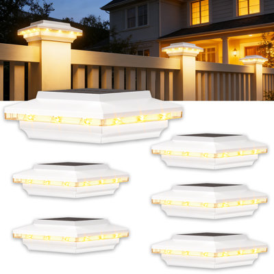 4x4 Solar Post Cap Lights Upgraded, Brighter And Extended Beam To Light Post Fence Deck With Warm/white Lights, Waterproof Outdoor Posts Solar Lights For Patio Porch