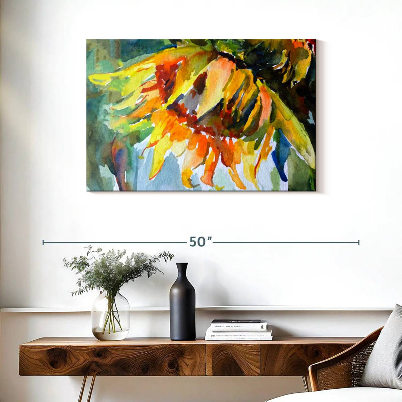 Tournesol abstrait, H 24 po x l 36 po