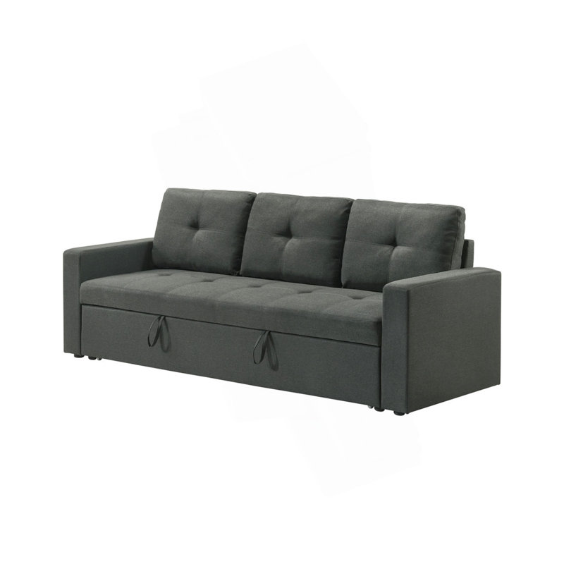 Canapé-lit en tissu gris foncé l 83,5 po Bergamo avec coussins capitonnés