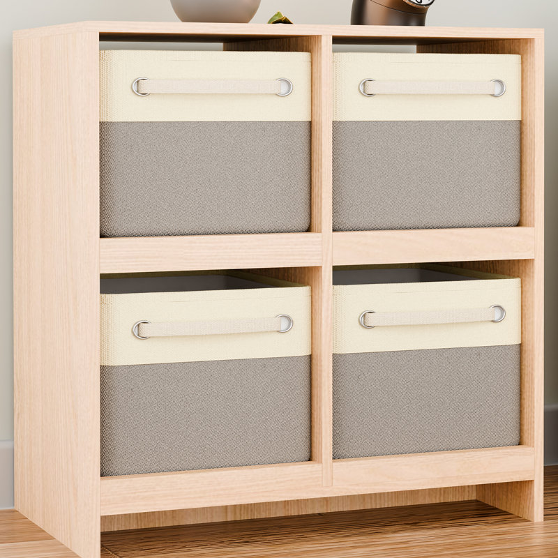 Paquet de 4 paniers de rangement en tissu pour tablettes, organisateurs de placard en lin et rangement de tiroir, paniers décoratifs pour organiser, étagères, vêtements, maison, bureau (15 po x 11 po x 9,5 po)