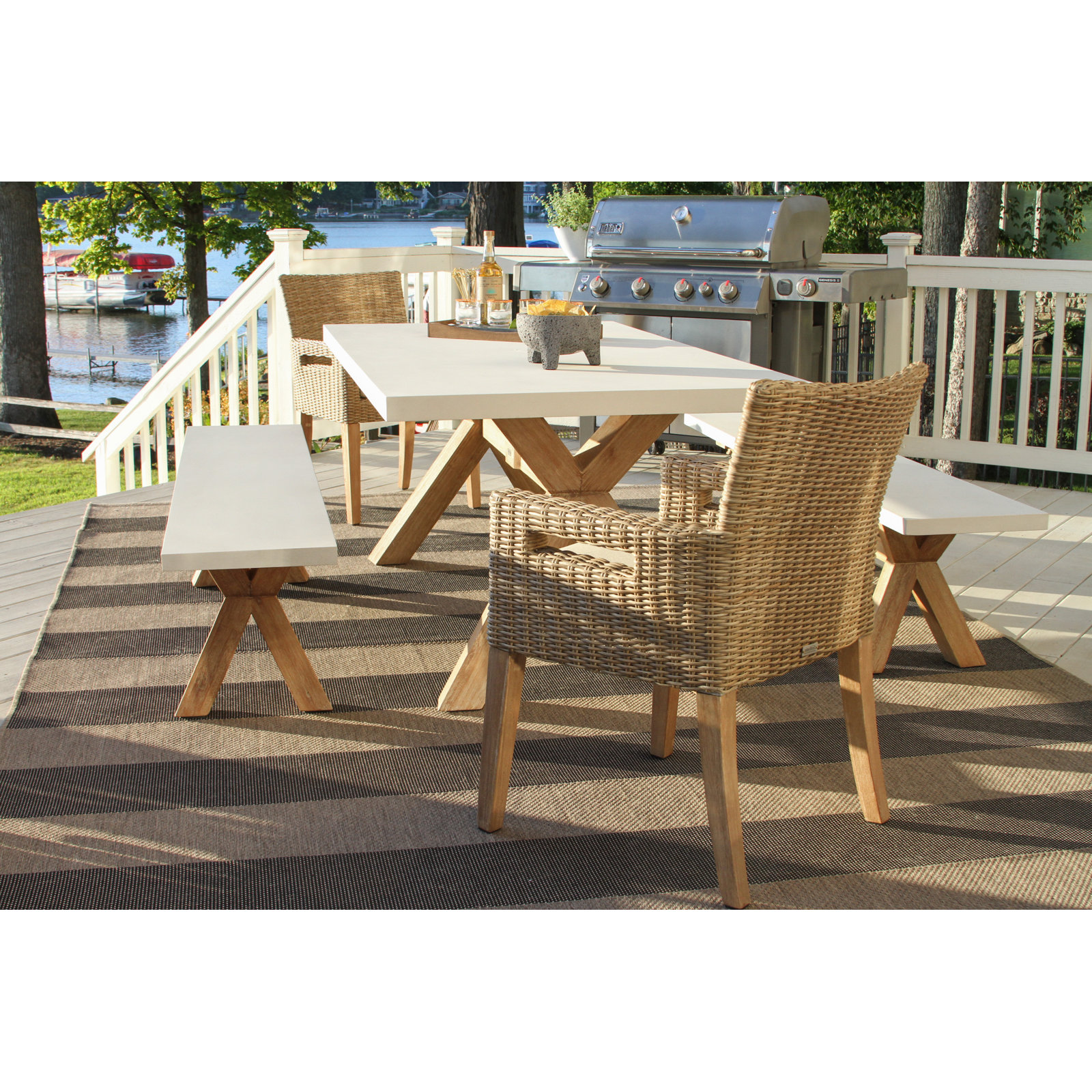 Fleur 74" Eucalyptus Patio Dining Set
