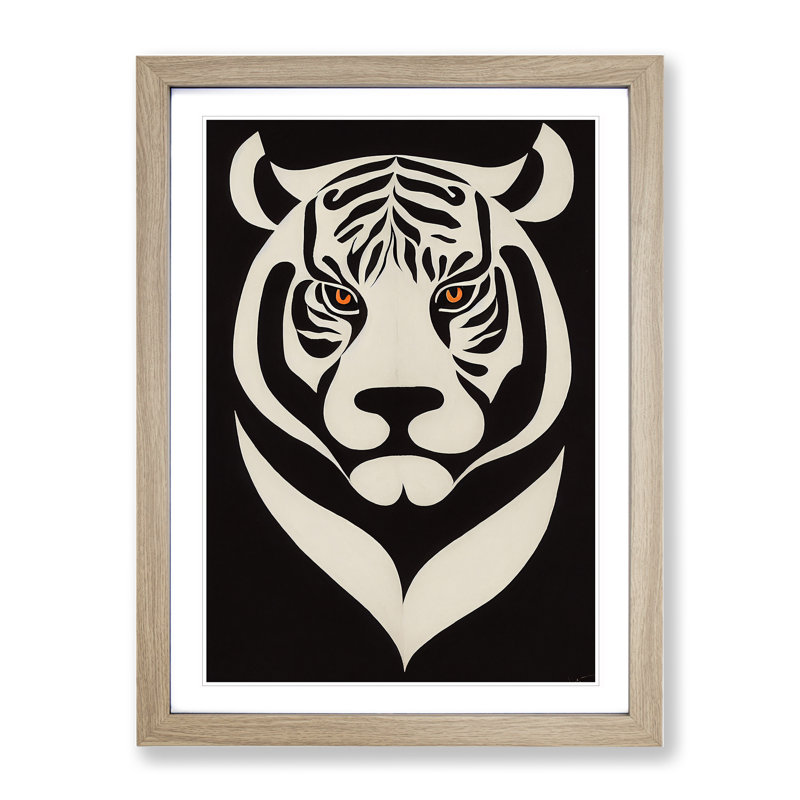 Tiger - Framed Print, Oak, 46cm H x 34cm W x 2cm D
