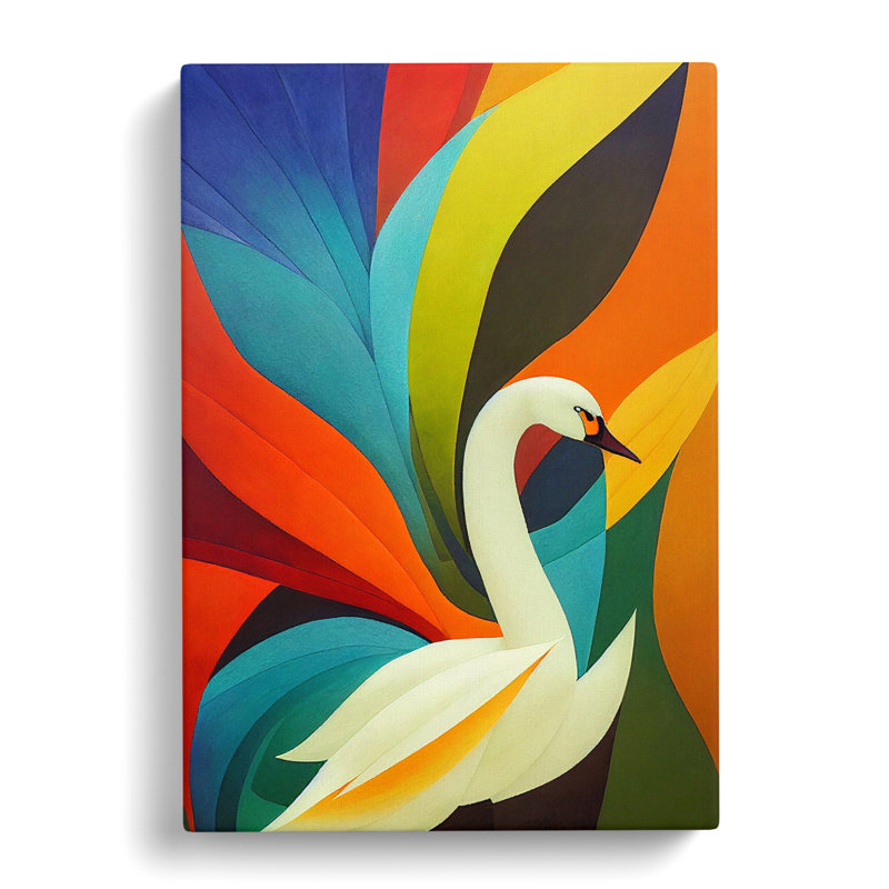 Swan Patchwork - Wrapped Canvas, 76cm H x 50cm W x 3cm D