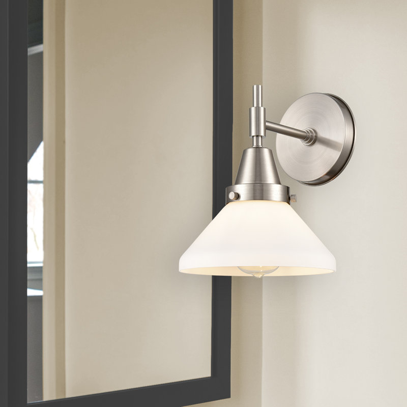 Applique murale à bras en acier 1 lumière Amede, Nickel satiné, Beige