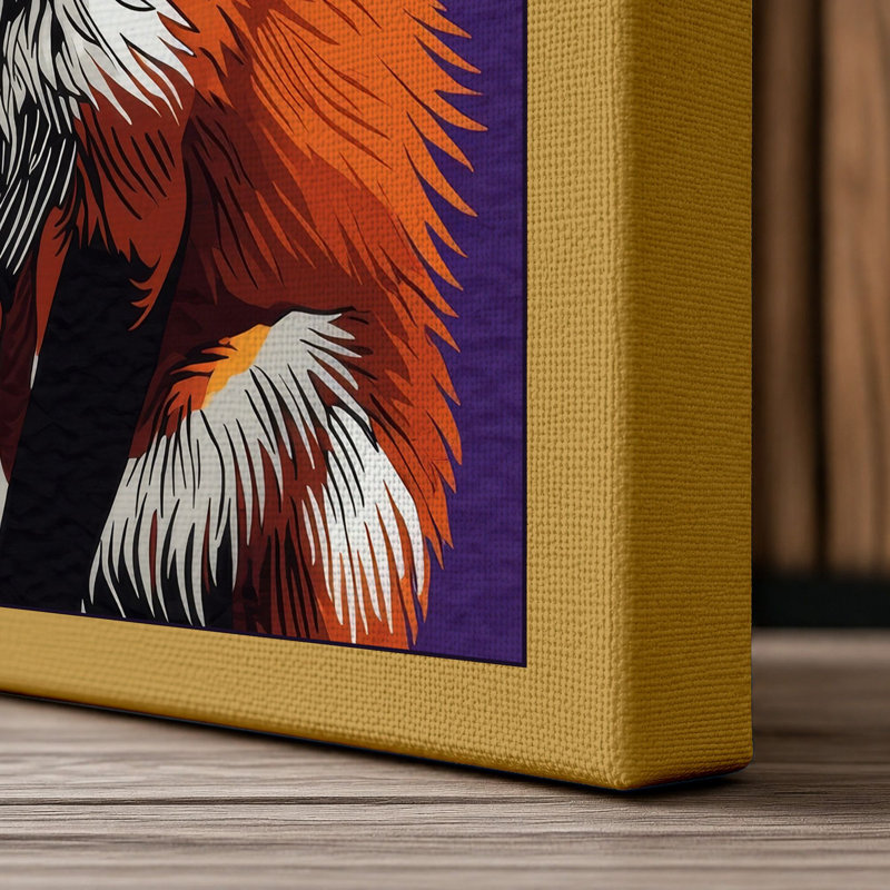Fox Study Modern - Wrapped Canvas, 24x16 - 61.0 x 40.6 cm, Ochre Border