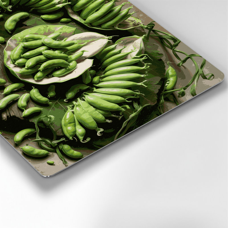 Légumes, fava, haricots, art mural en métal vert, 11" H x 14" W