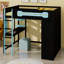 Lit mezzanine peu encombrant avec bureau intégré et garde-robe ouverte-37530871