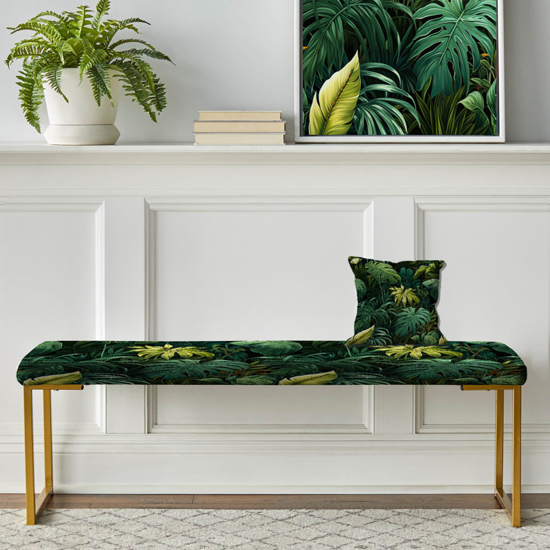 Motif tropical de la jungle - Banc rembourré doré