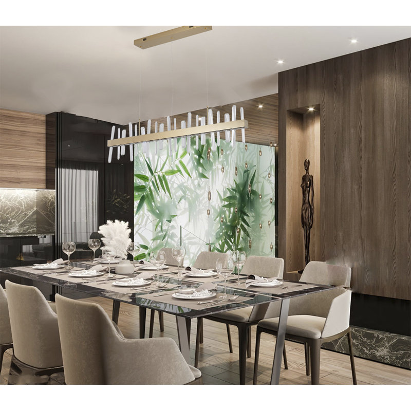 8-Light gold stainless steel frame LED chandelier with clear crystal accents
