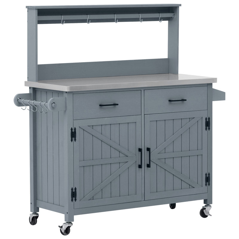 Îlot de cuisine 54,1 "avec tablette haute, Gris