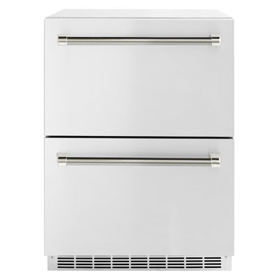 ZLINE Autograph 24 in. Touchstone Refrigerator Drawer with Steel Doors & Gold Helix Handles