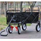 Red Folding Beach Shopping Cart - With Adjustable Handle For Comfort Construction, Mesh Cup Holders