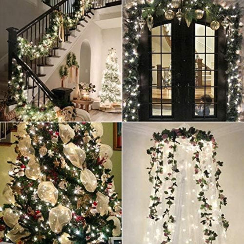 Outdoor Solar Fairy Lights 2 Pack, Total 132FT 400 LED Solar String Lights, 8 Modes Solar Christmas Lights With Memory Waterproof Outside Twinkle Lights For Indoor Wedding Party Cool White