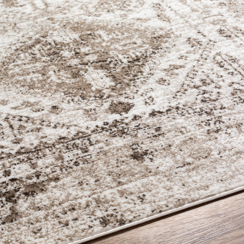 Priston Oriental Brown Area Rug, Round 5'3"